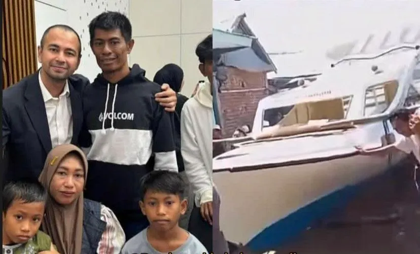 Raffi Ahmad tepati janji berikan perahu baru bagi Aco, nelayan yang viral bertahan hidup di laut bersama sang anak