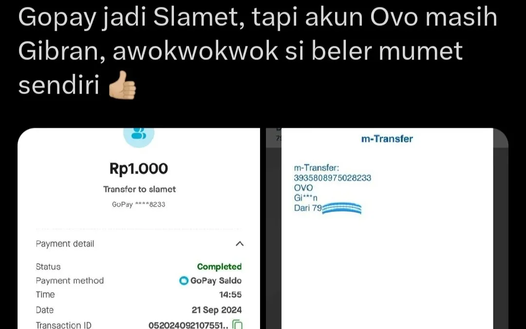 Viral Nama Akun Fufufafa di GoPay