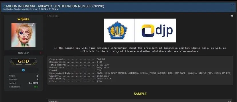 6 Juta Data NPWP Diduga Dijual dengan Harga Rp 150 Juta