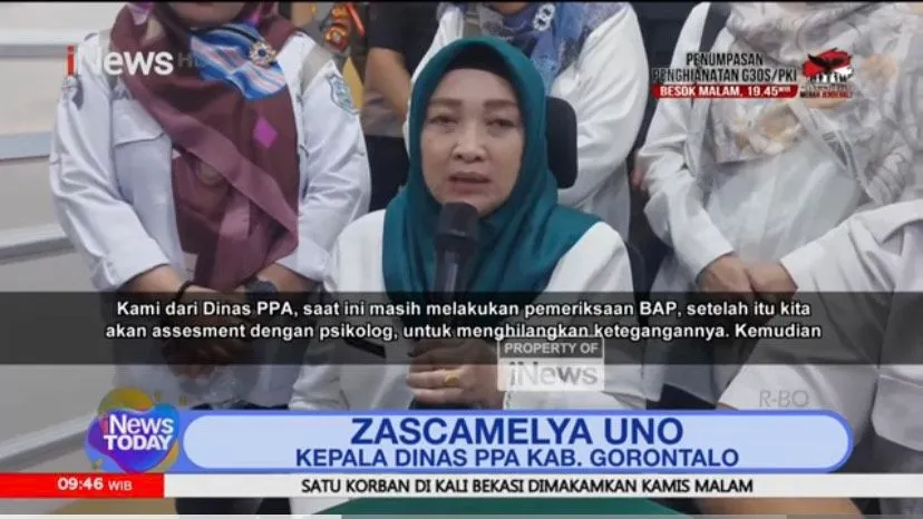 Kepala Dinas PPA Kab. Gorontalo, Zascamelya Uno itu pun ikut mendampingi korban dan korban akan dilakukan pemeriksaan psikologisnya.
