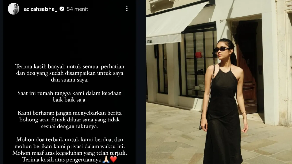 Azizah terlihat mengunggah postingan klarifikasi atas kegaduhan yang terjadi.