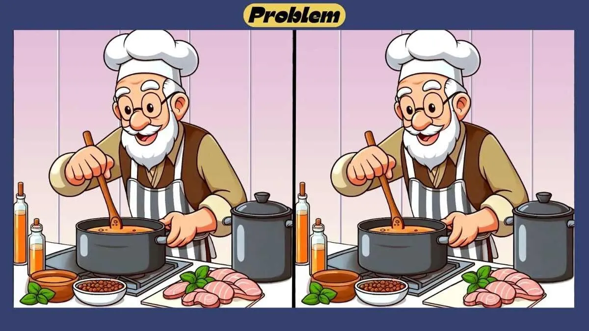 Menemukan 3 perbedaan pada dua gambar kakek yang sedang masak yang hampir identik merupakan hal yang sulit untuk dilakukan.