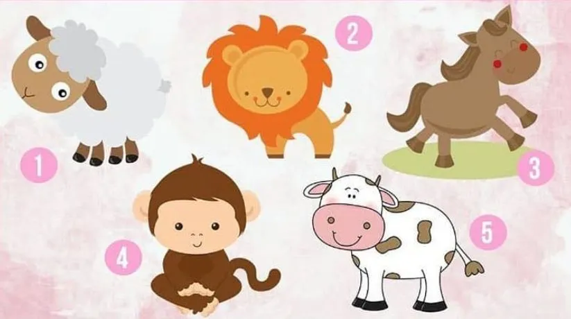 Pada gambar ini ada 5 gambar hewan, sapi, monyet, singa, kuda hingga kuda. Kamu akan diminta untuk memilih satu yang cocok denganmu.