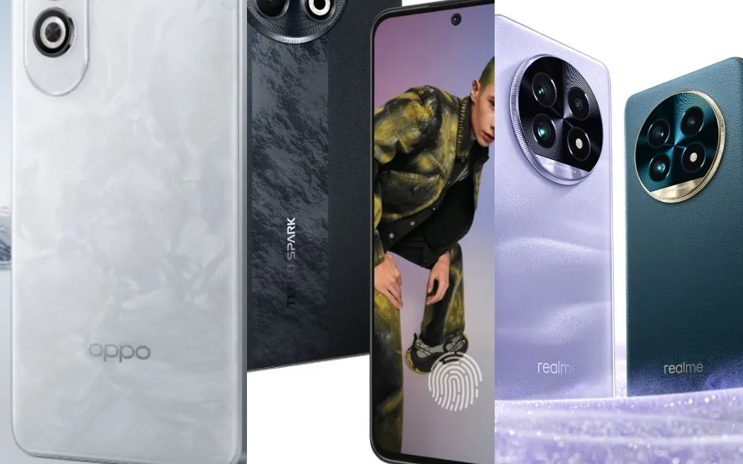 Kolase Foto Oppo K12 Plus vs Realme 13 Plus vs Techno Spark 30 Pro