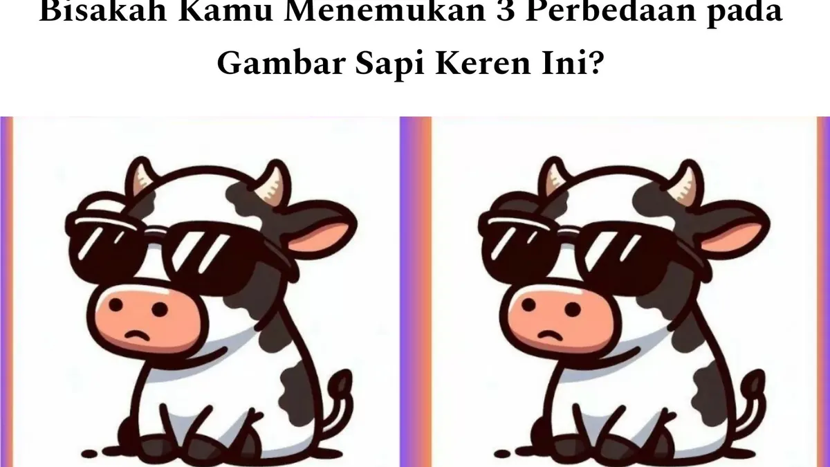 Tes IQ: Cari Teka-teki yang Menantang? Coba Temukan 3 Perbedaan pada Gambar Sapi Memakai Kacamata Ini, Uji Keterampilan Observasimu