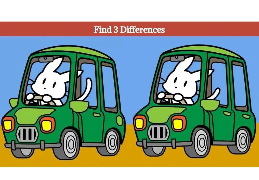 Tes IQ: Punya Daya Fokus yang Baik? Temukan 3 Perbedaan pada Gambar Kelinci Mengendarai Mobil Ini, Uji Kemampuan Observasimu