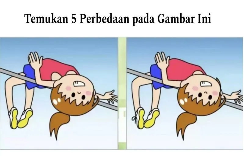 Ada 5 perbedaan pada gambar atlet lompat tinggi, kamu diminta untuk menemukan semua perbedaannya dalam waktu 30 detik.