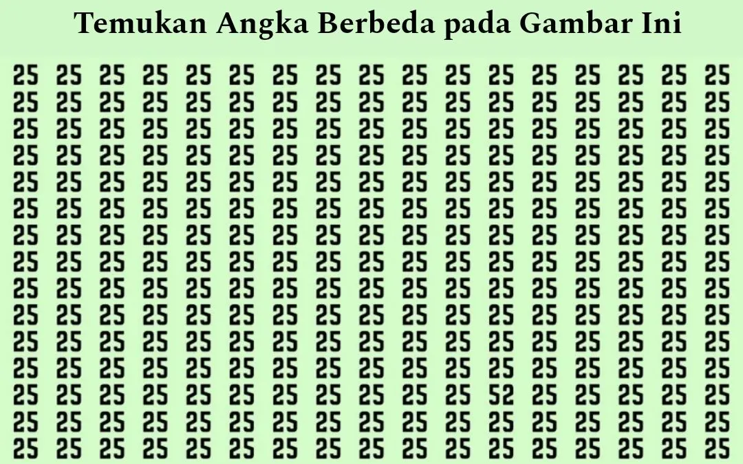 Uji keterampilan observasi dan analisamu&nbsp;dengan tes penglihatan menemukan angka 52 yang tersembunyi di antara kumpulan angka 25