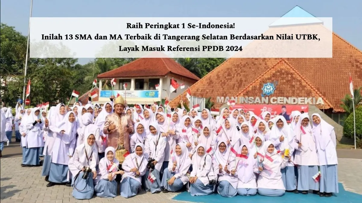 Di Kota Tangerang Selatan ada 11 sekolah jenjang SMA dan 2 sekolah jenjang MA yang masuk dalam TOP 1.000 ranking nasional.