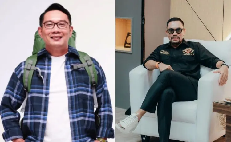Ridwan Kamil (kiri) dan Ahmad Sahroni (kanan) disebut-sebut akan maju Pilgub DKI Jakarta 2024.