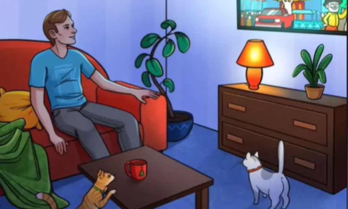 Tes IQ berupa uji ketelitian dan ketajaman mata menemukan kesalahan dalam gambar pria
