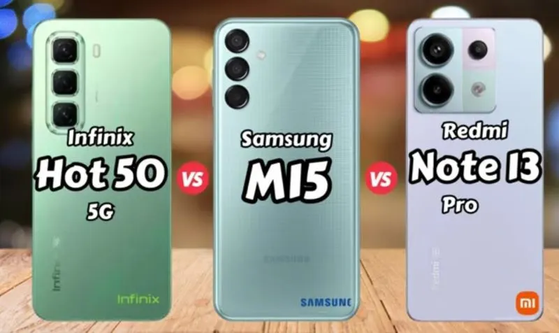 Infinix Hot 50 5G, Samsung Galaxy M15, dan Redmi Note 13 Pro.