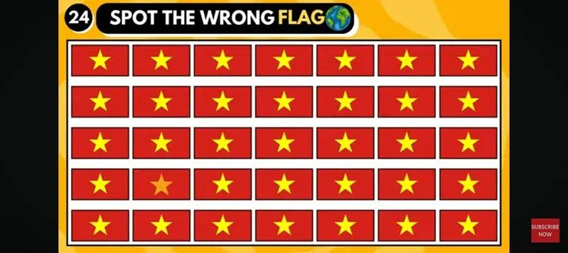 Level dari Tes IQ ini cukup mudah, kamu akan diberi waktu 10 detik untuk menemukan mana bendera yang salah.