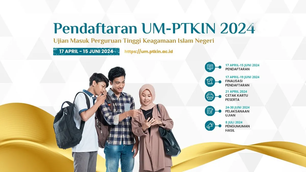 Seleksi UM-PTKIN 2024 kali ini bisa diikuti oleh seluruh siswa SMA sederajat lulusan tahun 2022, 2023, hingga 2024.
