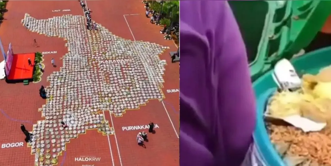Viral! Karawang Pecahkan Rekor MURI Nasi Tumpeng Terbanyak, Tapi Setelah Selesai Banyak yang Dibuang