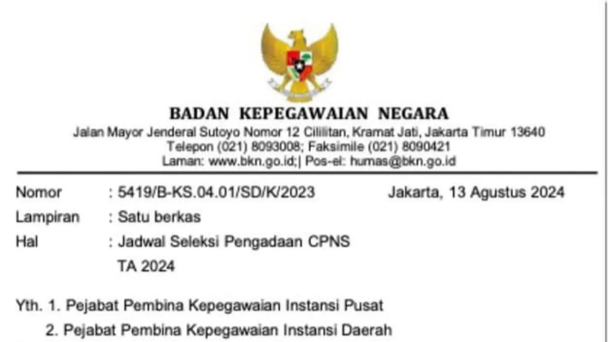 Jadwal resmi seleksi pengadaan CPNS 2024