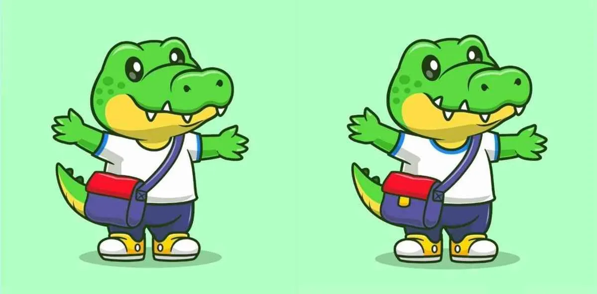 Tes IQ dengan cara menemukan perbedaan pada kedua gambar kartun buaya ini tentu membuat kamu bisa melatih fokus mata.