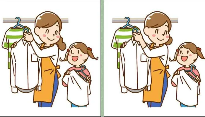 Tes IQ: Coba Temukan 3 Perbedaan pada Gambar Ibu dan Putrinya Menjemur Baju