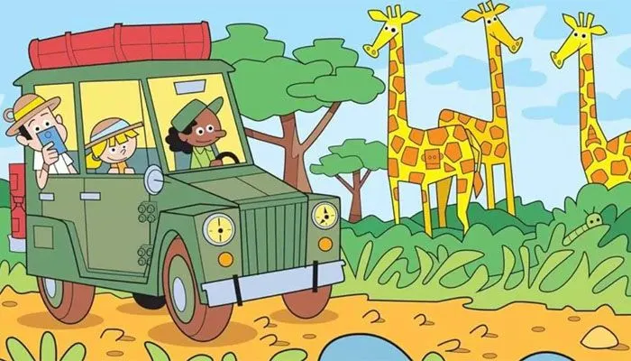 Tes IQ: Ada Jam Tersembunyi pada Gambar Safari Hutan Ini, Bisa Temukan?