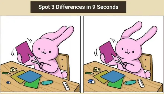 Tes IQ: Cari 3 Perbedaan pada Gambar Kelinci Menggunting Kertas Ini!