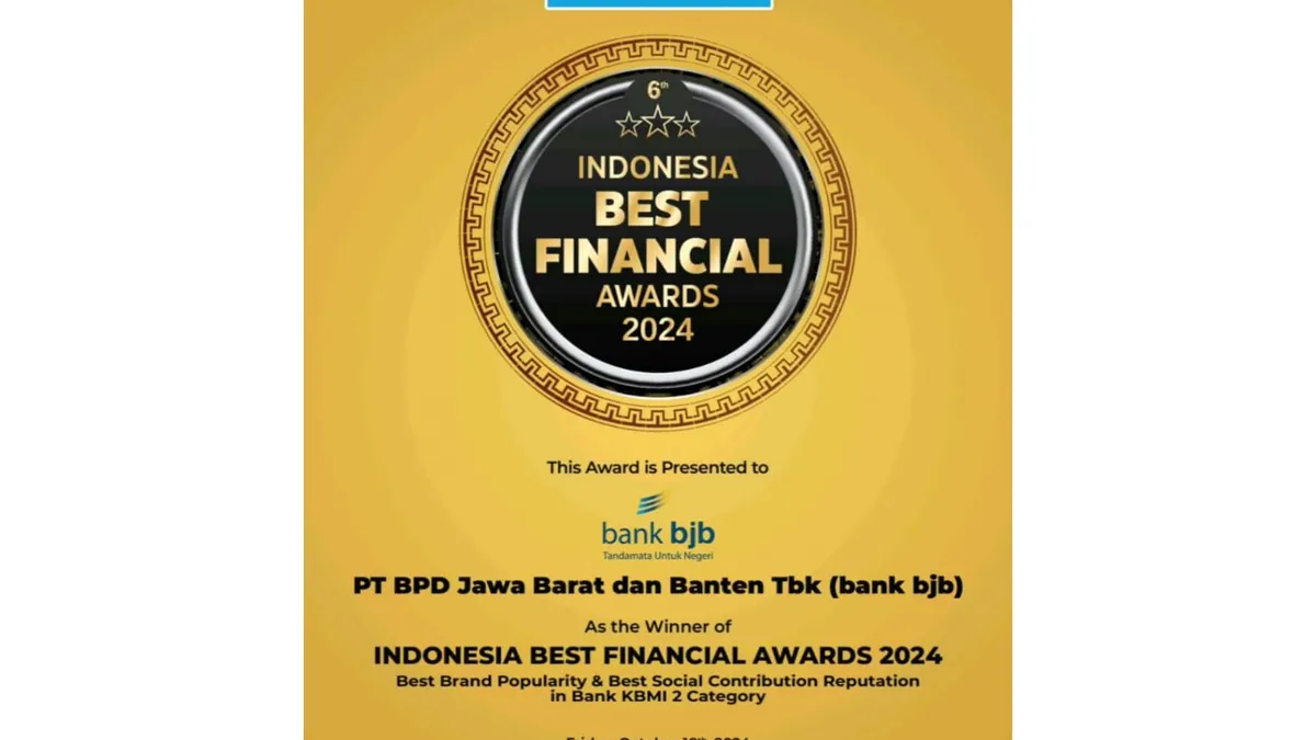 bank bjb Raih Penghargaan Best Brand Popularity dan Best Social Contribution Reputation di Indonesia Best Financial Awards 2024