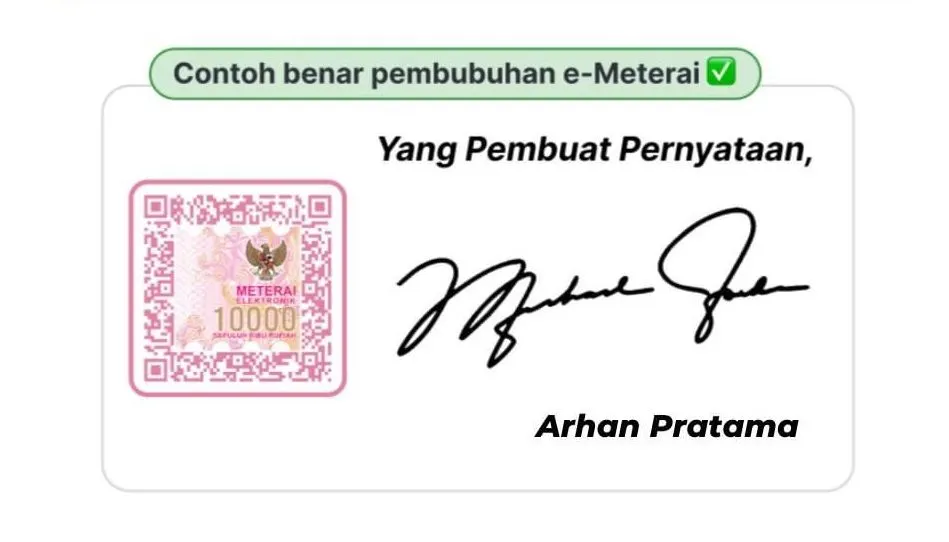 Untuk membubuhi e-Meterai pada dokumen tidak bisa sembarangan, karena jika salah akan mempengaruhi hasil seleksi administrasi.