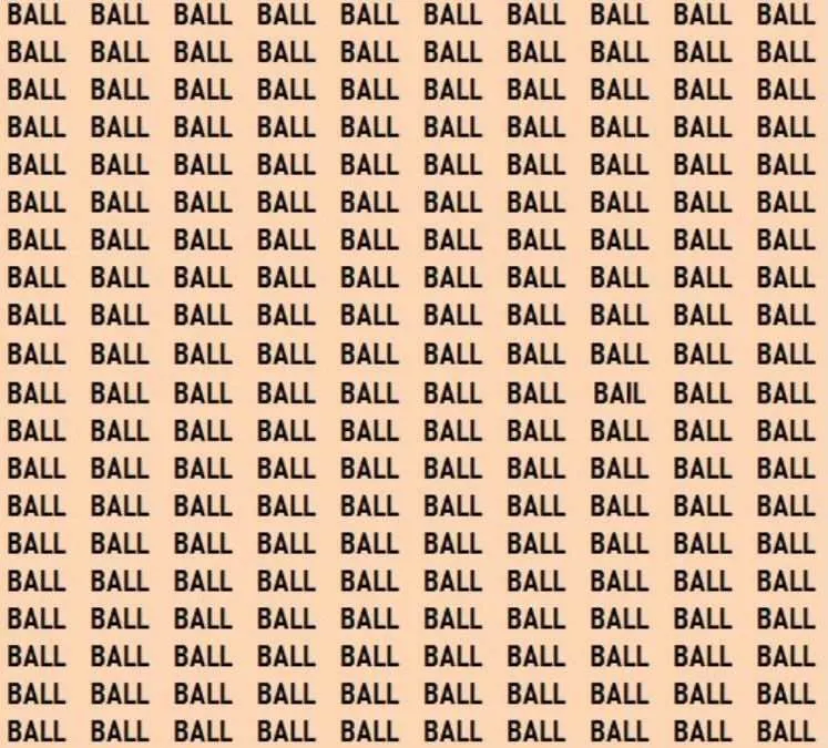 Tes Ilusi Optik: Temukan Kata BAIL di Antara Kata BALL dalam 8 Detik, Bisa?