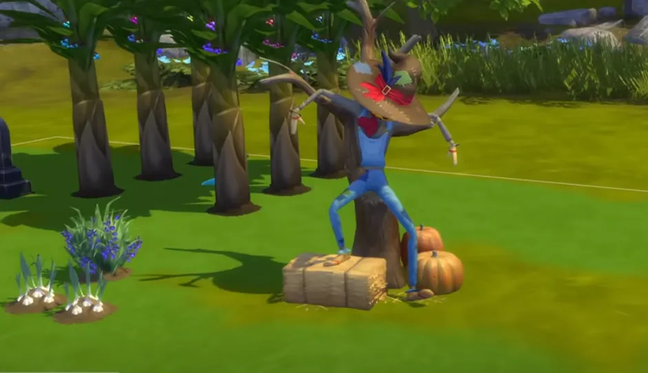 Salah satu NPC di game The Sims 4 adalah orang-orangan sawah atau Patchy the Straw Man.