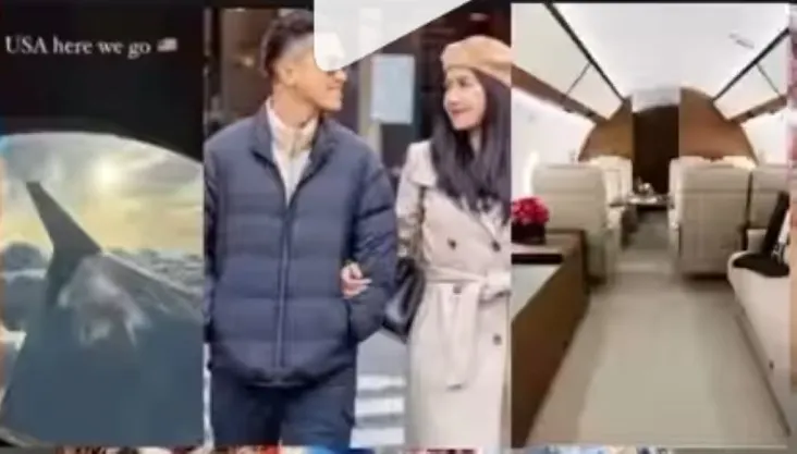 Erina Gudono mengunggah story dirinya sedang naik pesawat jet.