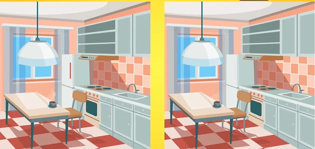 Tes Penglihatan: Coba Temukan 3 Perbedaan pada dapur Ini, Yuk Uji Ketajaman Mata Kamu