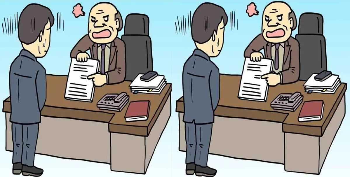 Tes IQ: Temukan 3 Perbedaan pada Gambar Bos yang Sedang Memarahi Anak Buahnya Ini, Waktu Kamu Hanya 15 Detik!