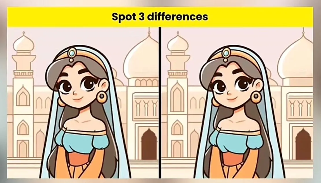 Tes IQ: Coba Temukan 3 Perbedaan Pada Gambar Gadis di Taj Mahal