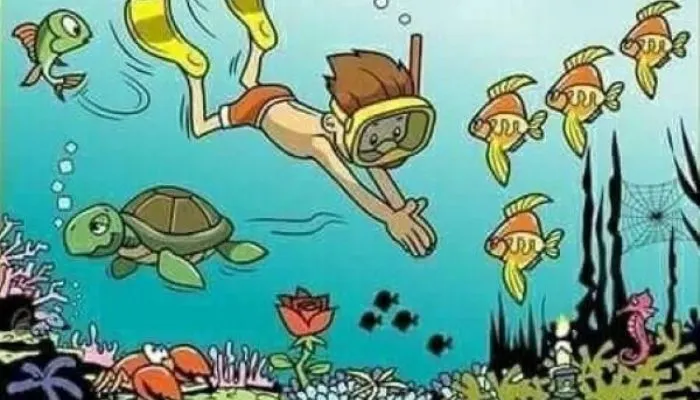 Tes IQ: Pertajam Keterampilan Detektifmu dengan Menemukan 5 Kesalahan di Gambar Anak sedang Snorkeling