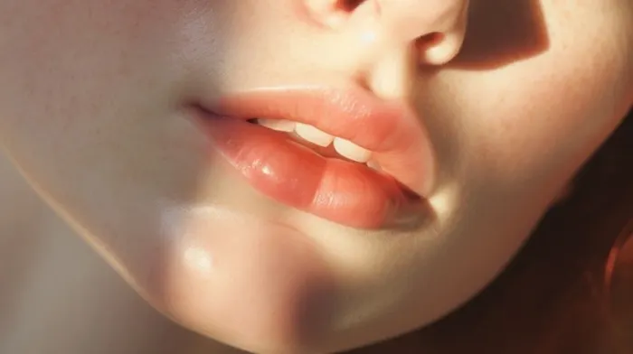 ilustrasi wanita yang memakai lipstik warna natural.