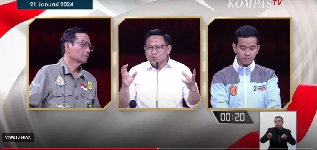 Mahfud MD, Cak Imin dan Gibran di Debat Cawapres Kedua