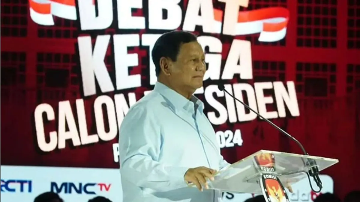 Capres No Urut 2, Prabowo Subianto saat debat ketiga, Minggu 7 Januari 2024