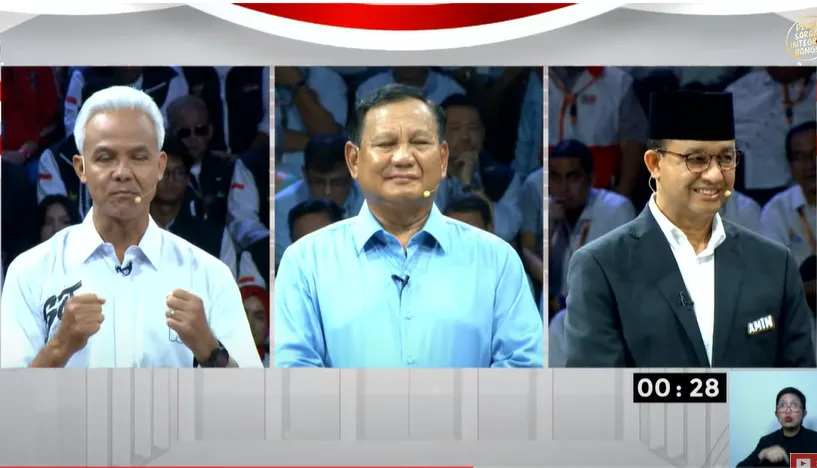 Debat Perdana Capres 2024 Ganjar Pranowo, Prabowo Subianto dan Anies Baswedan 