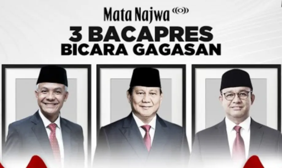 Tiga kandidat calon presiden (capres) yakni Anies Baswedan, Ganjar Pranowo, serta Prabowo Subianto hadir di hadapan publik bersama jurnalis Najwa Shihab, Selasa, 19 September 2023.