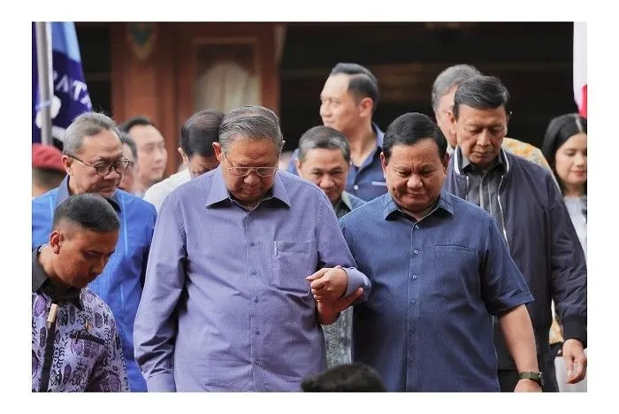 SBY bersama Demokrat resmi gabung bersama koalisi pendukung Prabowo Subianto di Pilpres 2024.