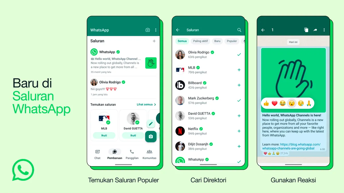 WhatsApp merilis fitur bernama Channel atau Saluran.