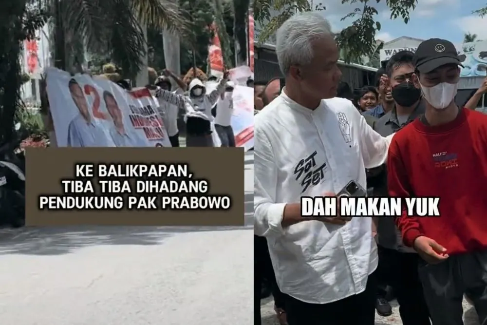 Ganjar Pranowo dihadap Pendukung Prabowo Subianto di Balikpapan