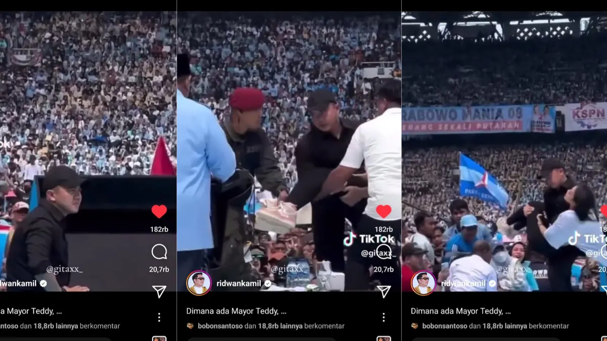 Ajudan Prabowo Subianto yakni Mayor Teddy Gendong Seorang Wanita