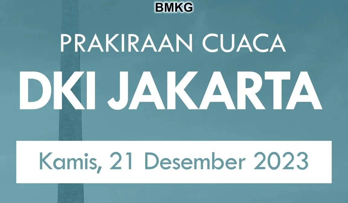 Info BMKG: Prediksi Cuaca Besok Kamis 21 Desember 2023 di DKI Jakarta dan Kepulauan Seribu, Tidak Ada Hujan?