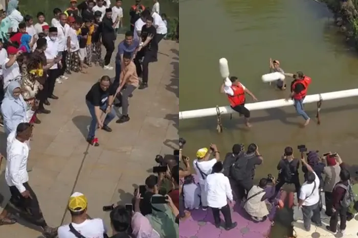 Melihat Anies Baswedan terjungkal ke dasar danau, suara sorak-sorai penonton-pun pecah disusul suara tawa penuh ceria.