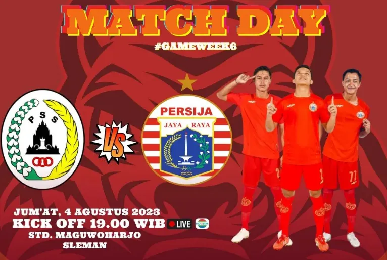 Berikut ini adalah link nonton live streaming Liga 1 yang mempertandingkan antara PSS Sleman vs Persija Jakarta.