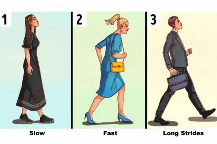 Ilustrasi kepribadian seseorang dari cara berjalan.