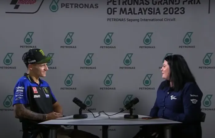 Fabio Quartararo saat diwawancarai pada Petronas Grand Prix of Malaysia 2023
