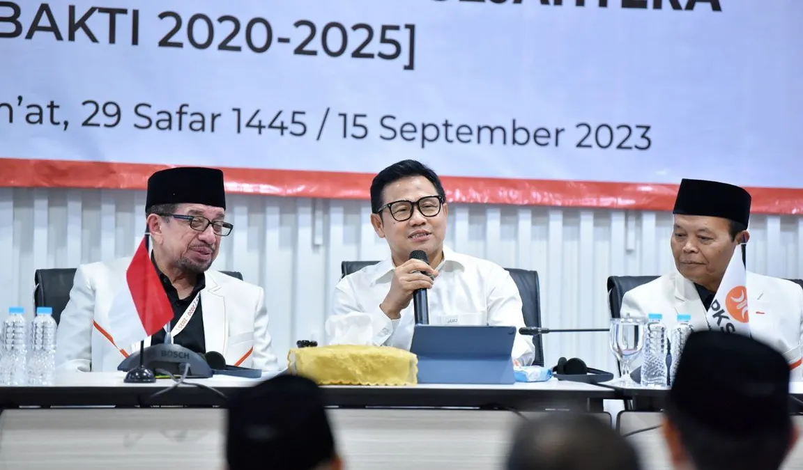Muhaimin Iskandar atau Cak Imin saat Konpers hasil Musyawarah Majelis Syura PKS, Jumat 15 September 2023.