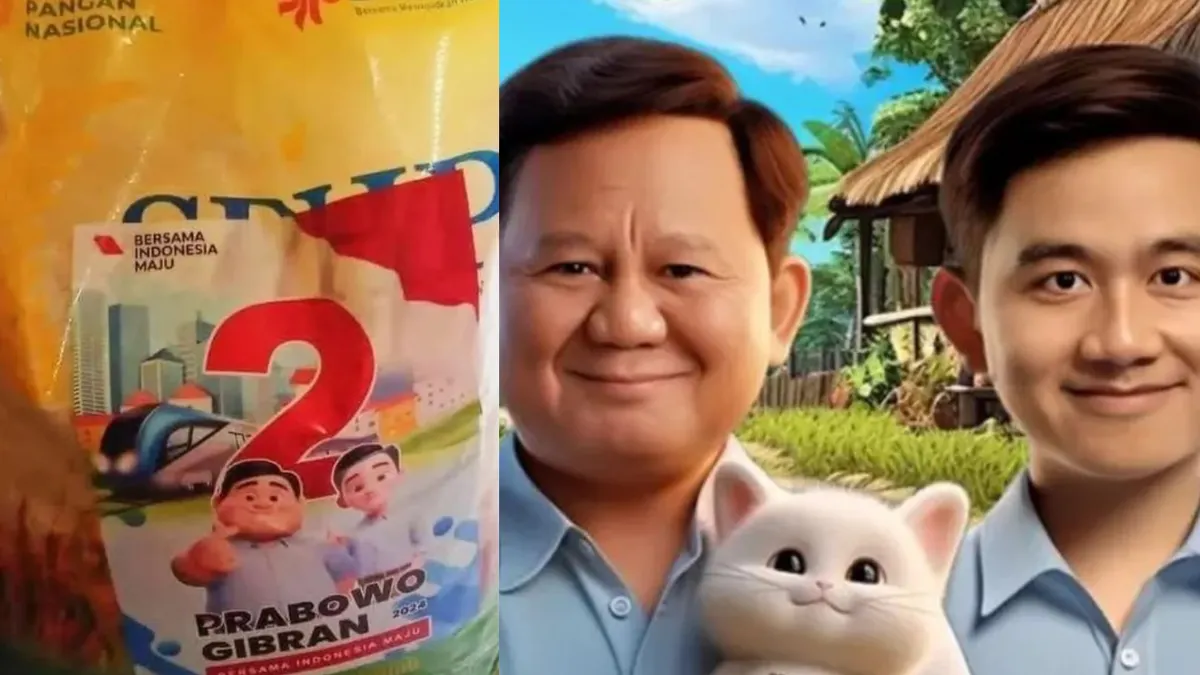 viral beras bulog sticker Prabowo-Gibran