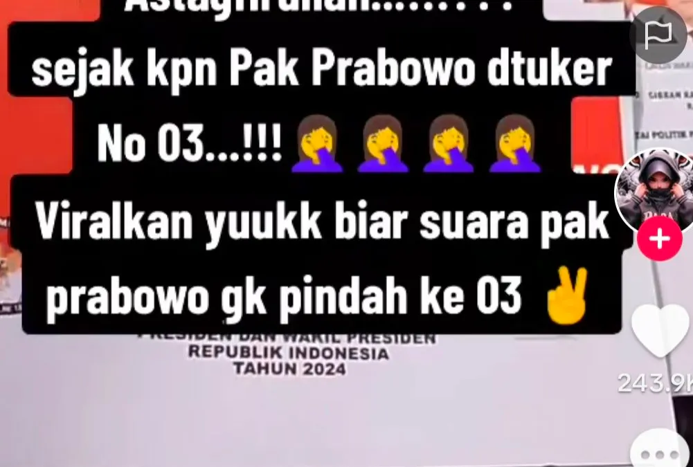 Viral Video Surat Suara Pilpres 2024 Nomor Urut O2 dan 03 Tertukar Fotonya, Akun Gerindra Buka Suara